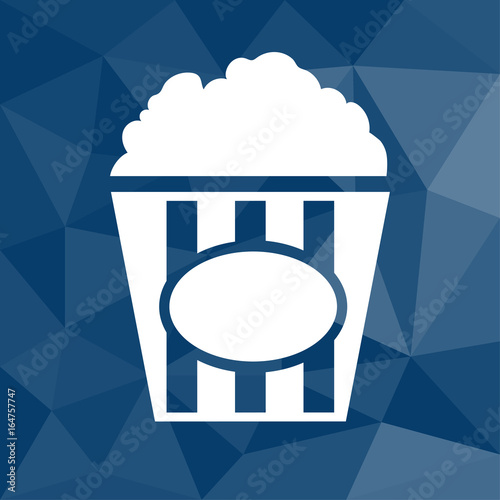 Popcorn - Icon mit geometrischem Hintergrund blau