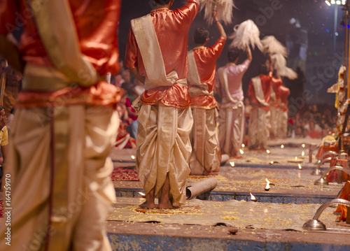 Puja ceremony in Varanasi, India, November 2015 photo