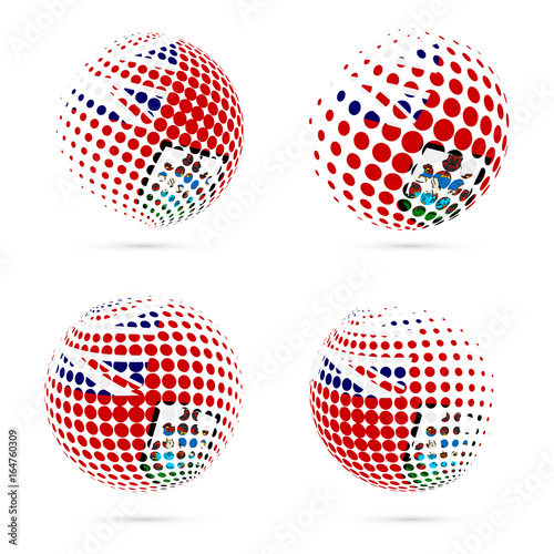 Bermuda halftone flag set patriotic vector design. 3D halftone sphere in Bermuda national flag colors isolated on white background. © Begin Again