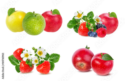 Fototapeta Naklejka Na Ścianę i Meble -  strawberry,apple,raspberry,blackberry, bilberry, blueberries isolated on white