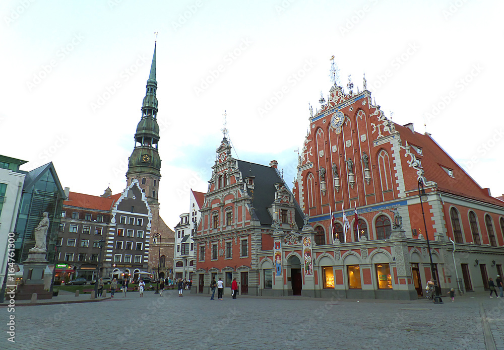 Gorgeous Architecture at the Historical Center of Riga in the evening, Riga, Latvia 