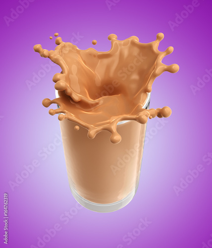 Splash of chocolate milk from the glass photo