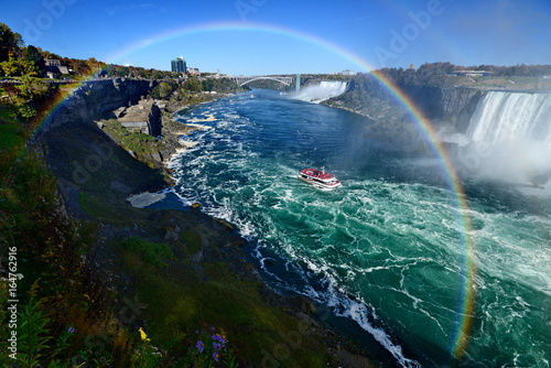 Niagara Falls Landscape and Rainbow, Canadian Falls