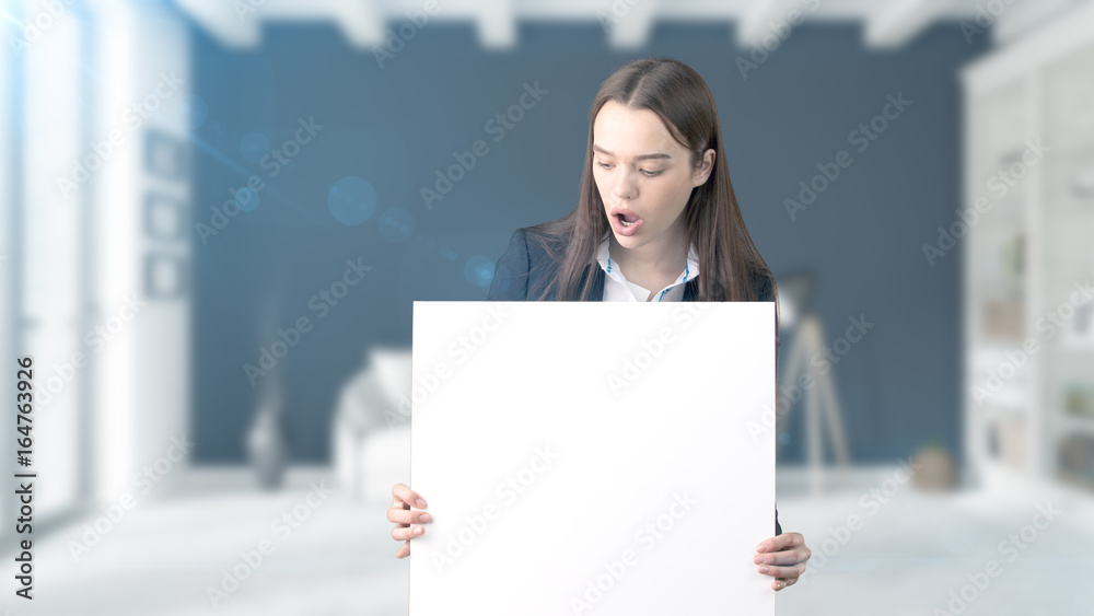 Young Business woman over interior background Young Business woman over interior background