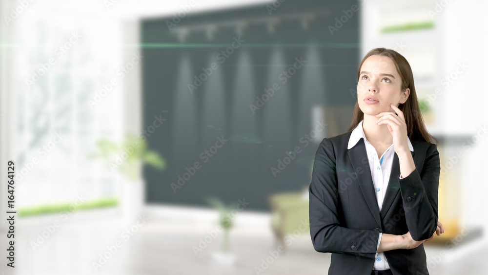 Young Business woman over interior background Young Business woman over interior background