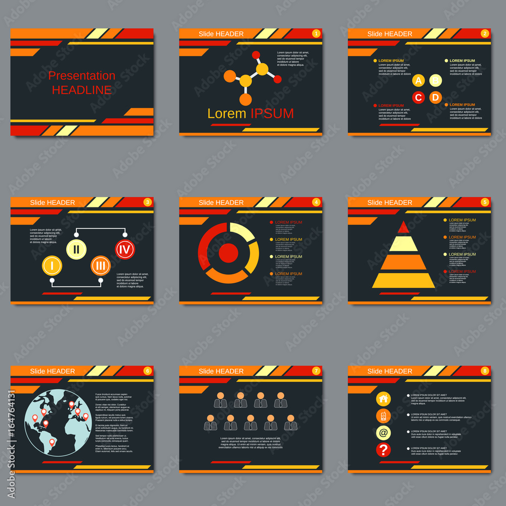 Fototapeta premium Professional business presentation, slide show vector design template