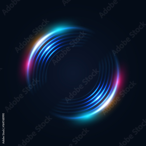 Glowing sci-fi interface HUD elements. Technology futuristic design, neon lights. Vector mystical background