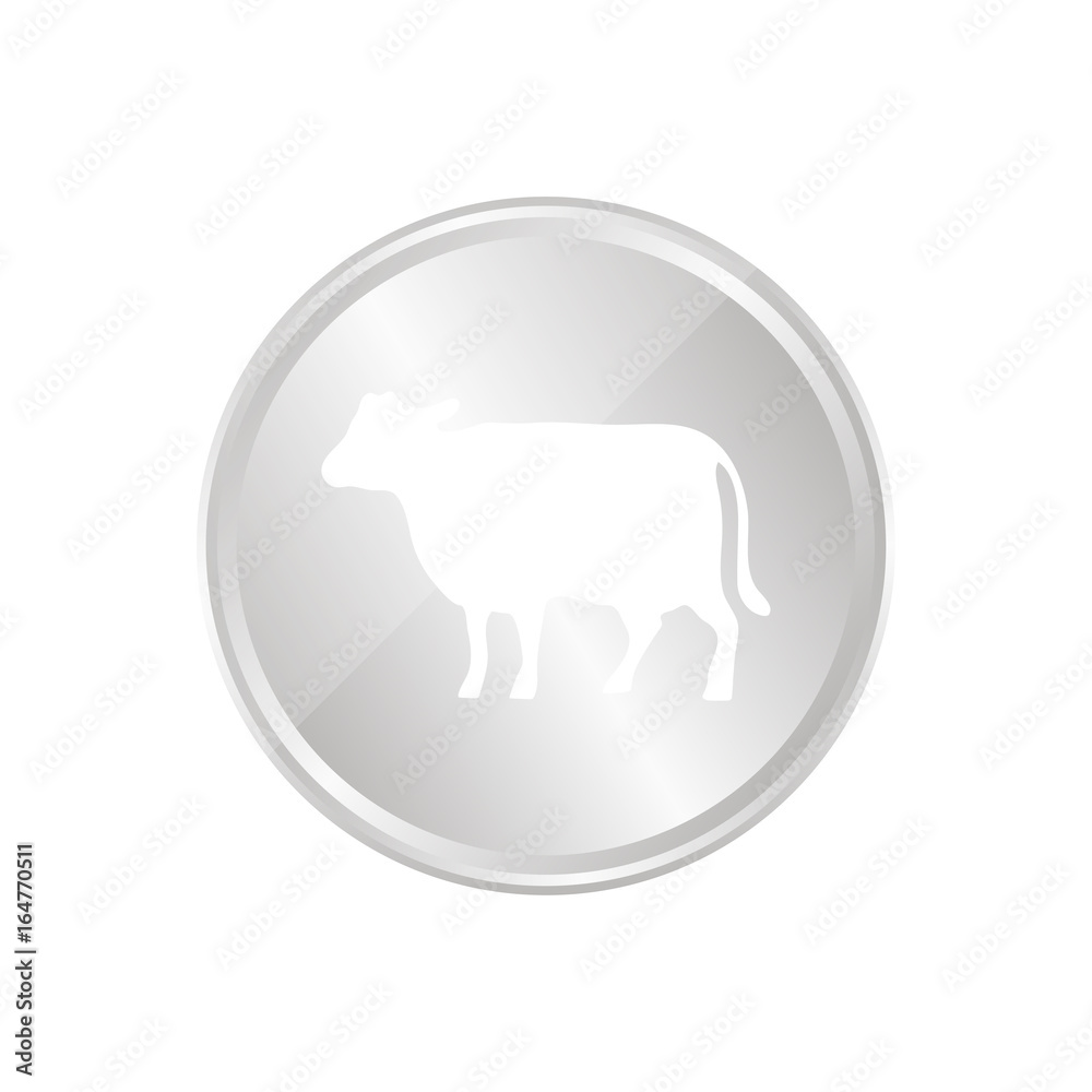 Silberne Münze - Kuh - Rind