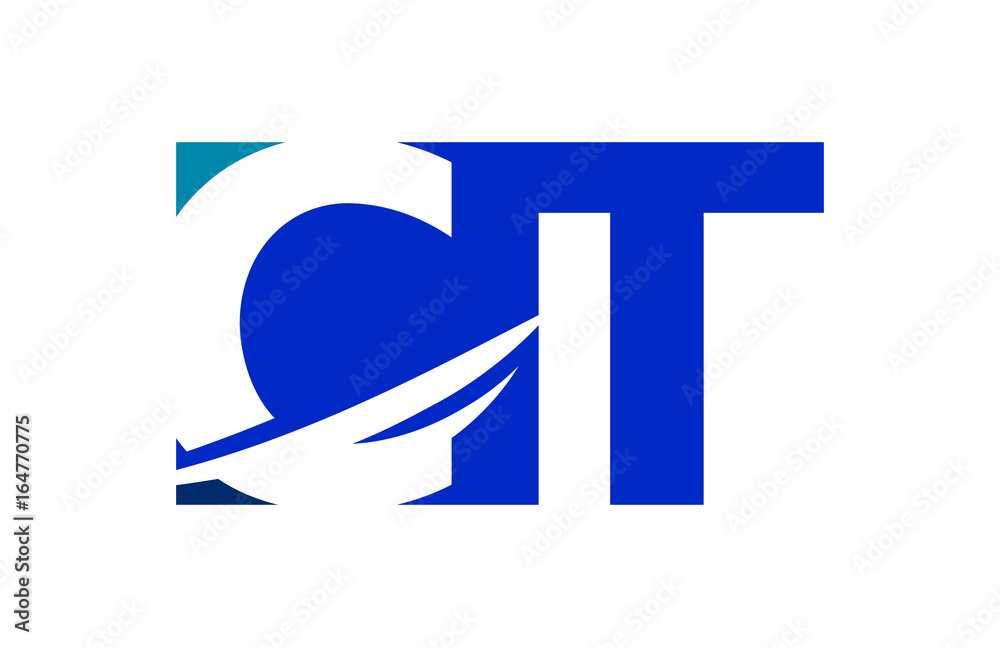 CT Negative Space Square Swoosh Letter Logo