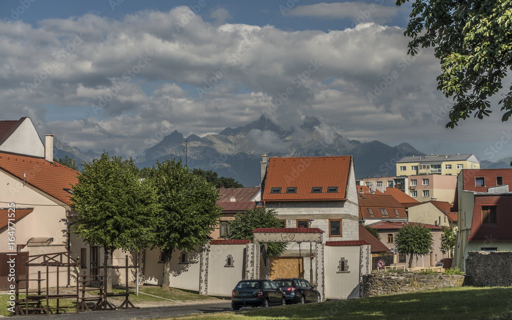 Vysoke Tatry mountains from castle in Kezmarok town
