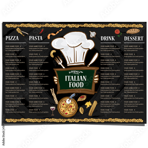 menu italian food restaurant template design hand drawing graphic.