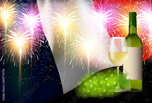 ワイン　フランス　 国旗　背景 