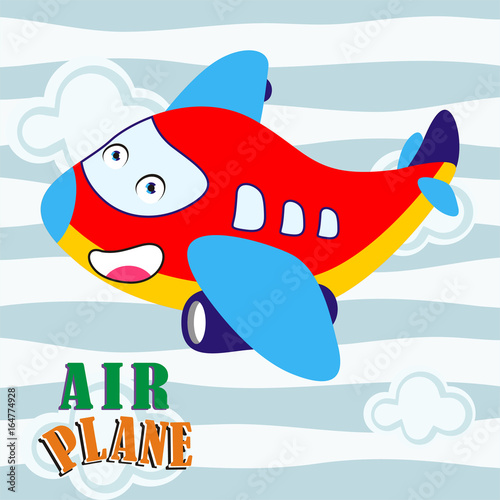 cute air plane smiling doing travel around the world
