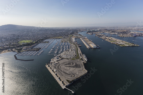 Aerial view of the San Pedro marina and harbor facilities in Los Angeles, California. photo