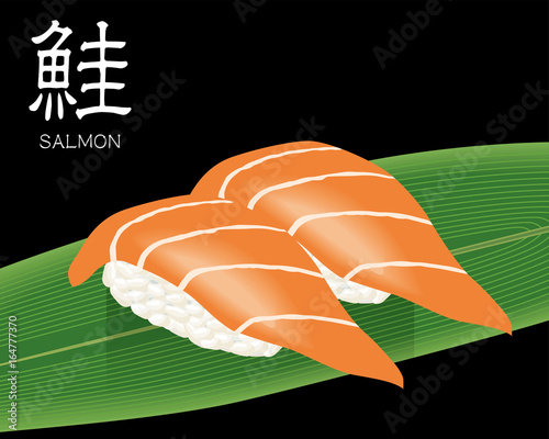 サーモンの寿司のリアルイラスト 握り寿司 Stock Vector Adobe Stock