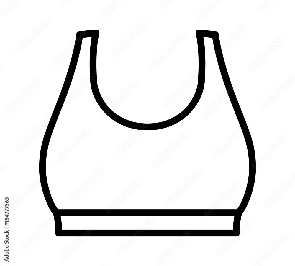 Women's sports bra exercise top line art vector icon for fashion