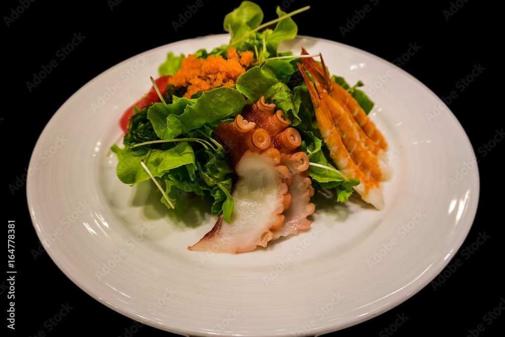 Sashimi Salad Salmon Shrimp Octopus Tuna Fish Crab Sticks Sashimi Salad Salmon Shrimp Octopus Tuna Fish Crab Sticks