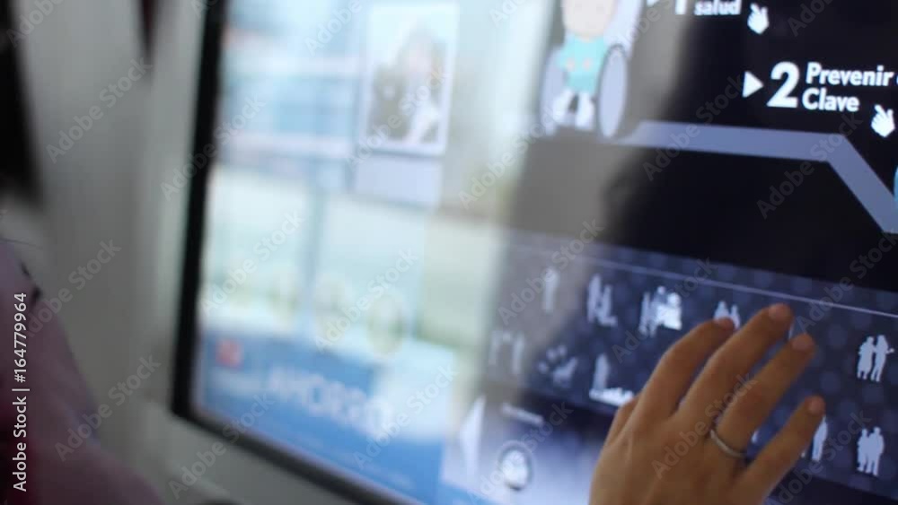 Woman with touch screen Woman with touch screen