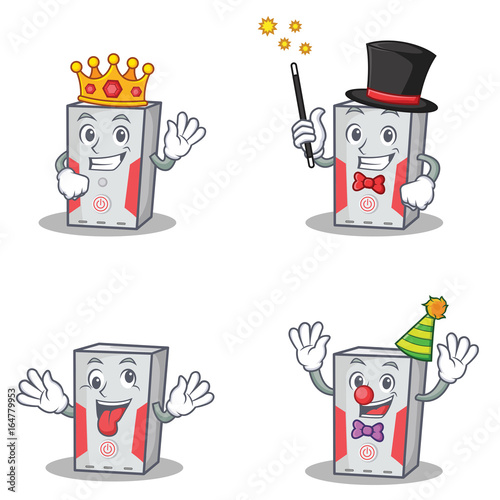 Set of computer character with king magician crazy clown