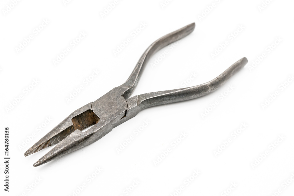 Steel needle nose plier isolated on white Steel needle nose plier isolated on white