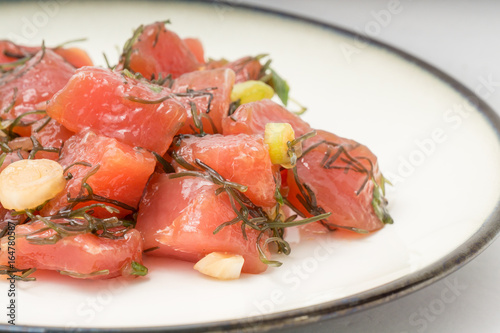 Plate of Fresh Ahi Poke from Hawaii