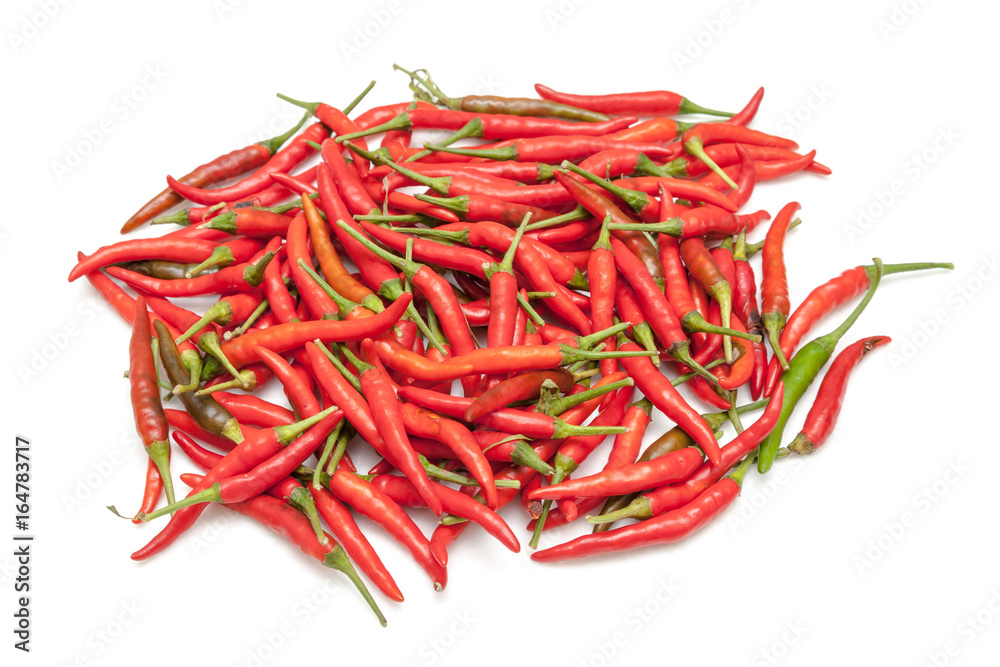 Many red chili, hot and spicy on the table for choosing and cooking