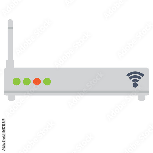 Wireless ethernet modem router vector illustration. Flat style design. Colorful graphics