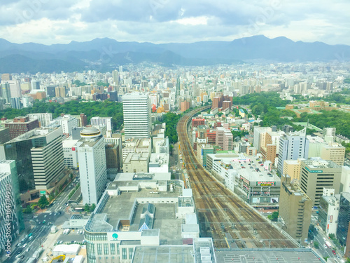 Top view of T38 Observatory desk at JR tower Sapporo, Japan photo