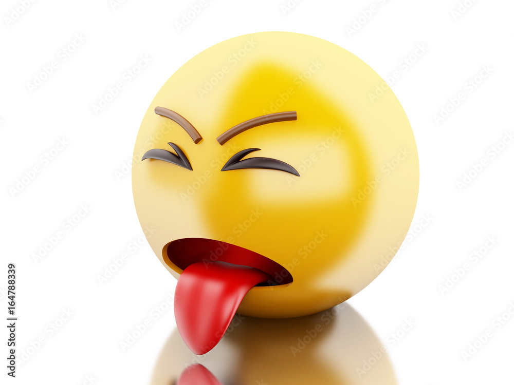 3d Sick emoticon with tongue out 3d Sick emoticon with tongue out