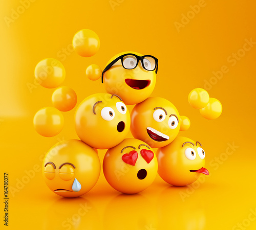 3d Emojis icons with facial expressions.