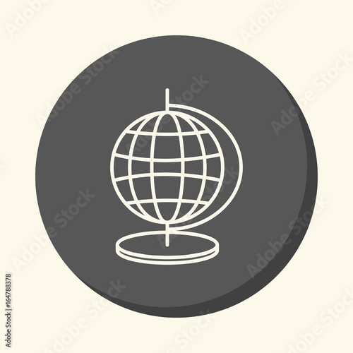 Globe with meridians and parallels, vector round linear icon with the illusion of volume, an element for your school site or booklet