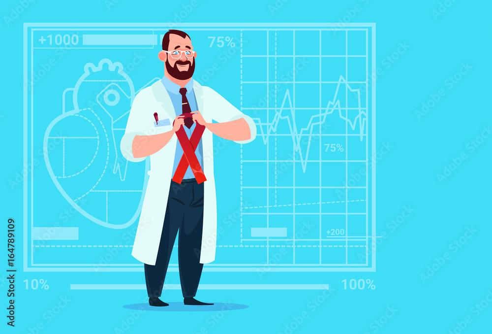 Doctor Hold Cancer Ribbon Disease Prevention Medical Clinics Worker Hospital Flat Vector Illustration Doctor Hold Cancer Ribbon Disease Prevention Medical Clinics Worker Hospital Flat Vector Illustration