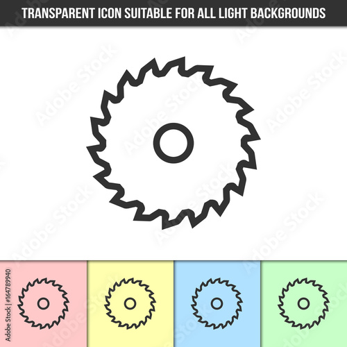 Simple outline transparent saw blade icon on different types of light backgrounds