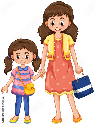 Mother and daughter holding hands