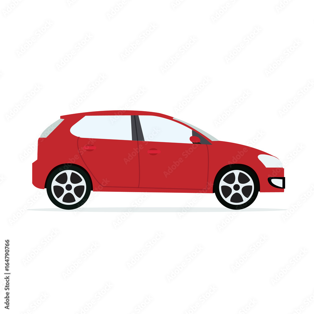 Obraz premium Red modern Car with isolated white background.Sport car vector.