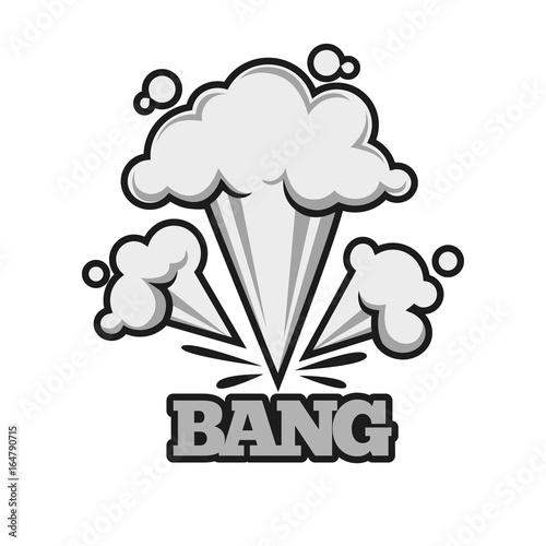 Bang effect with clouds of dust monochrome illustration