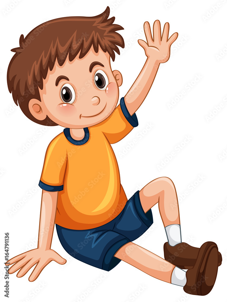 Little boy having arm up for question