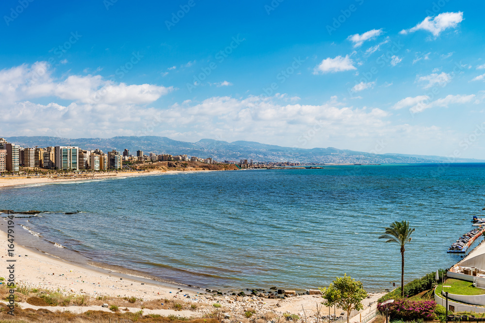 Beirut coastline at Raouche in Beirut, Lebanon.