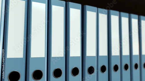 Blue office binders. 3D rendering