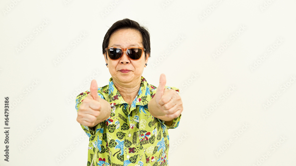 Healthy Asian senior woman looking forward for holiday travel trip Healthy Asian senior woman looking forward for holiday travel trip