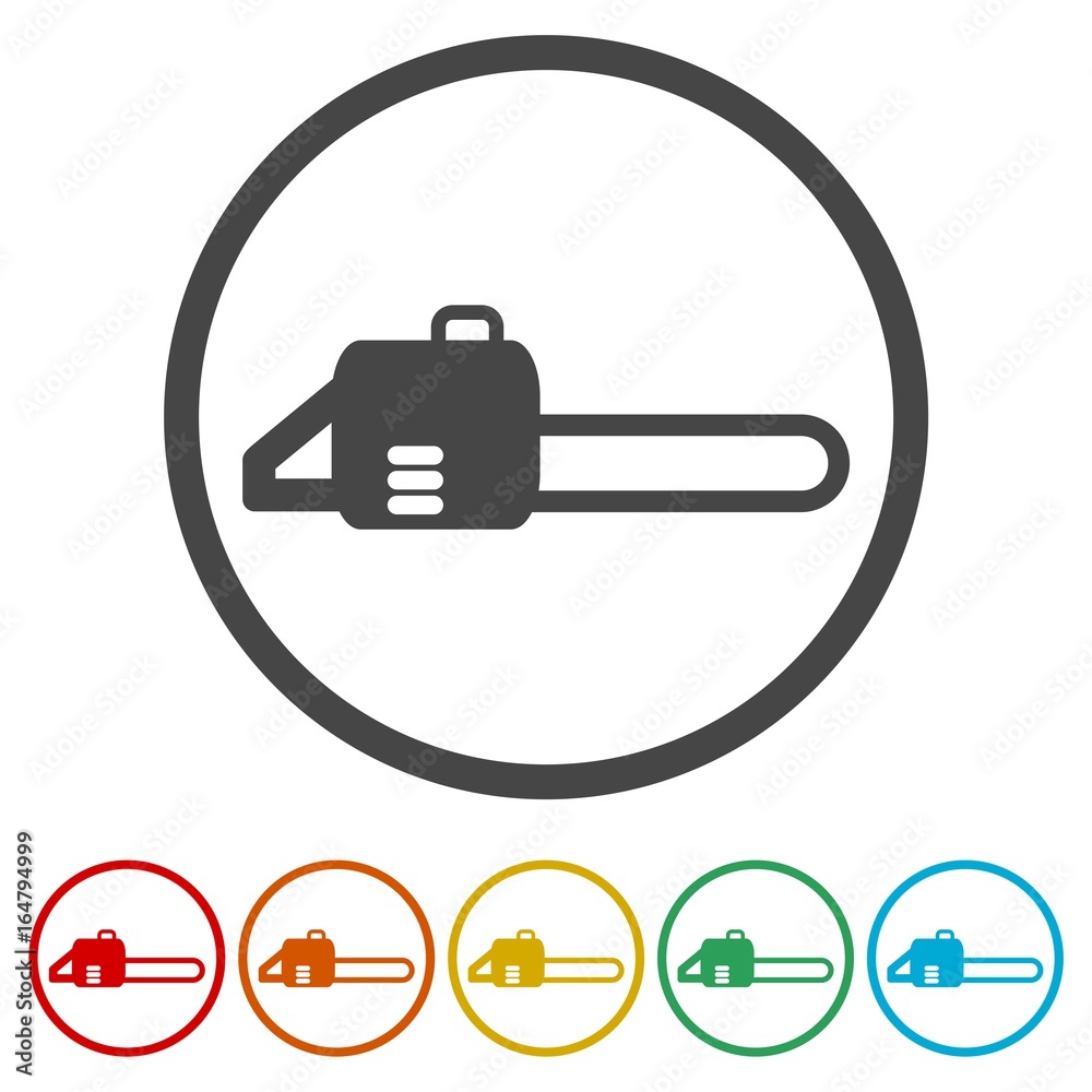 Chainsaw. Tool woodcutter icons set - Illustration Chainsaw. Tool woodcutter icons set - Illustration