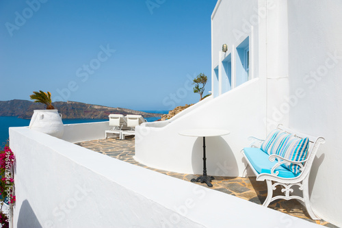 White architecture on Santorini island, Greece.