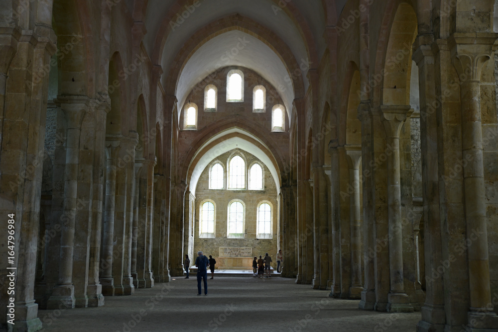 Nef de l'église de l'abbaye royale cistercienne de Fontenay en Bourgogne, France