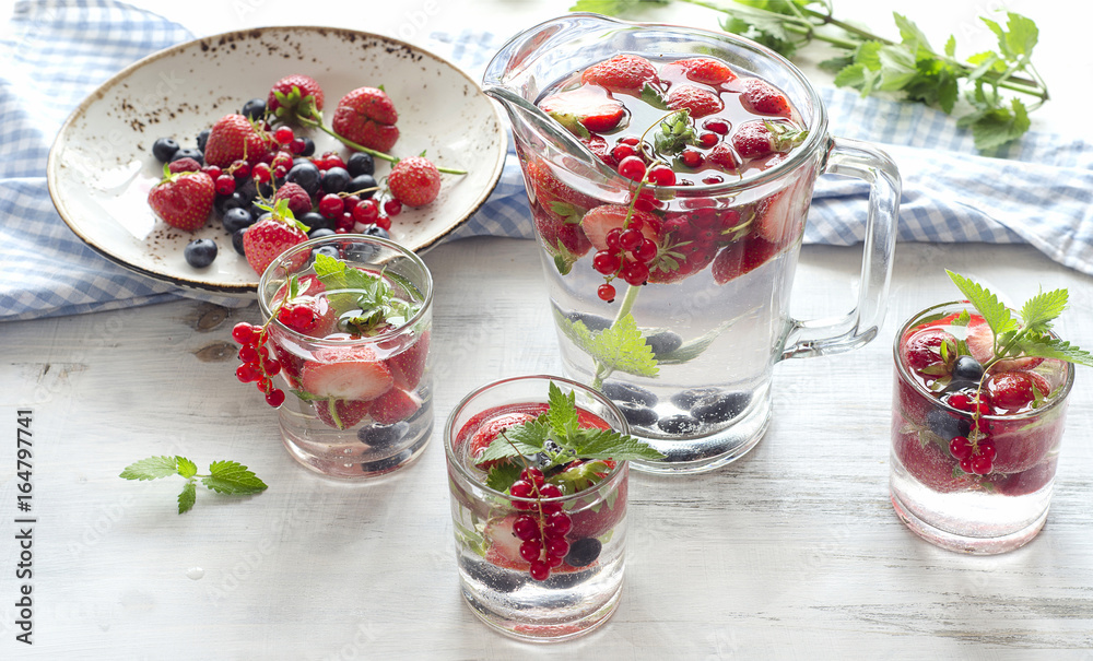 Infused water with fresh berries. Infused water with fresh berries.