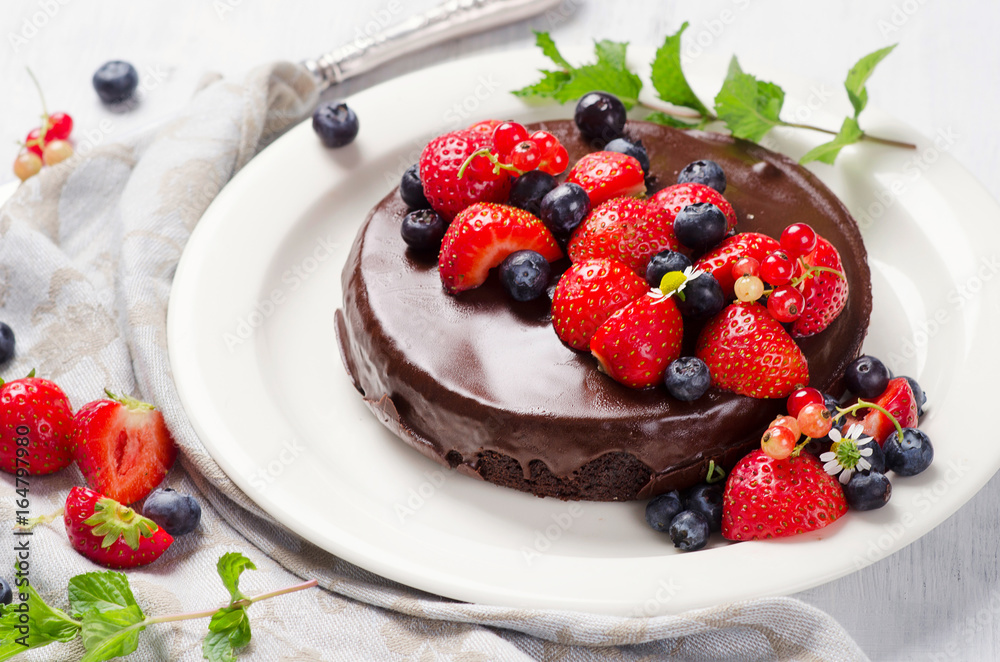 Chocolate cake with berries Chocolate cake with berries