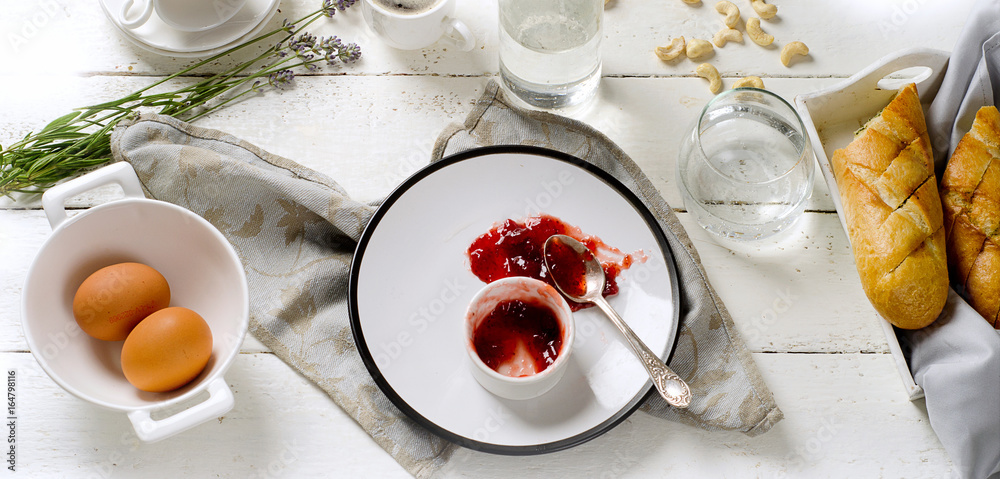 Morning Breakfast on wooden table. Morning Breakfast on wooden table.