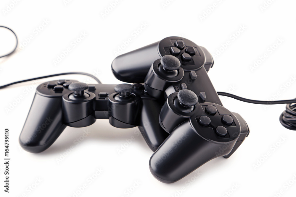 Black joysticks isolated on a white background Black joysticks isolated on a white background