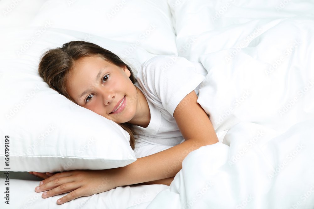 Beautiful girl sleeping in white bed Beautiful girl sleeping in white bed