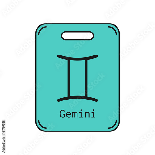 Gemini. Sign of the zodiac. Flat symbol horoscope and predictions. Vector object