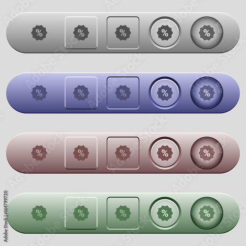 Discount sticker icons on horizontal menu bars